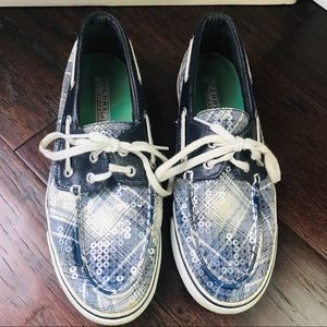 Blue Sequin Sperrys